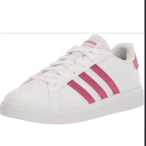 Adidas white and pink sparkly shoes for women and kids